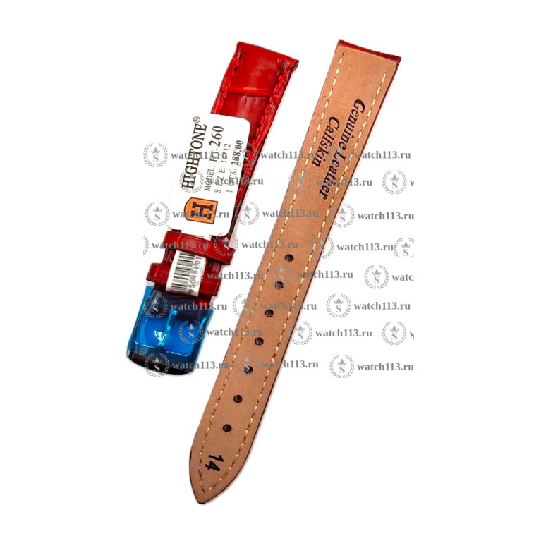 Ремешок для часов Hightone 14мм красный крок. HT-260