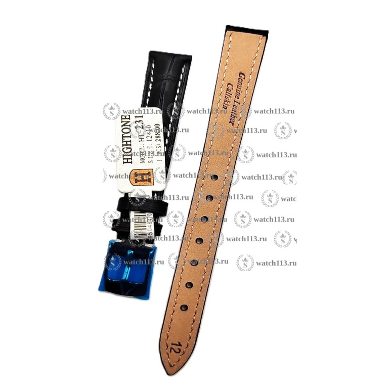 Ремешок для часов Hightone 12мм черный крок (б/н) HT-231