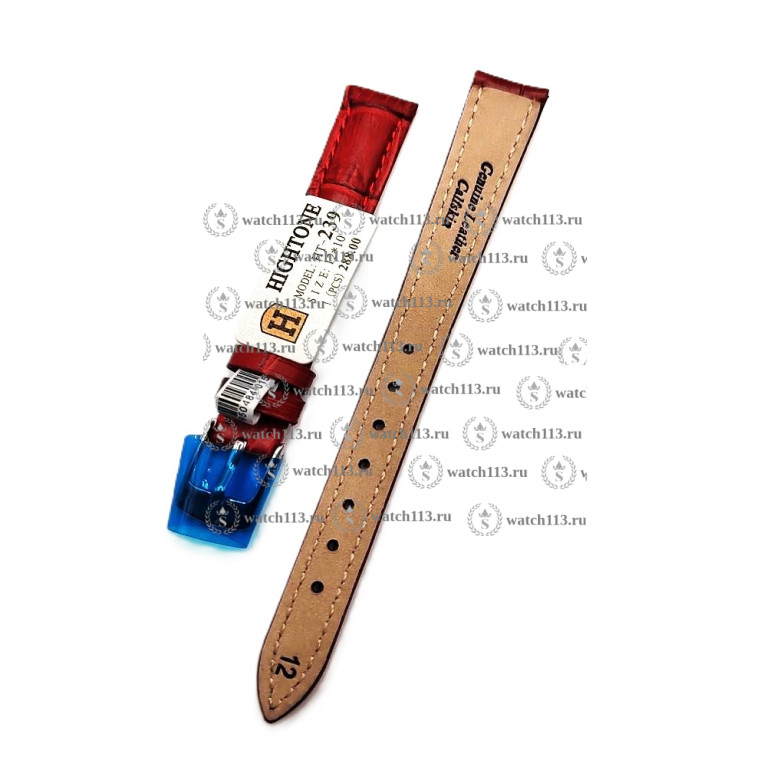 Ремешок для часов Hightone 12мм красный крок. HT-239