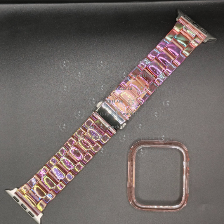 Пластиковый браслет с защитным корпусом для Apple Watch 42/44/45/46/49мм розовый мыльный пузырь