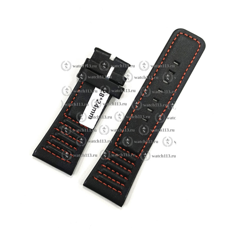 Кожаный ремешок для часов Sevenfriday 28мм черный с красной нитью