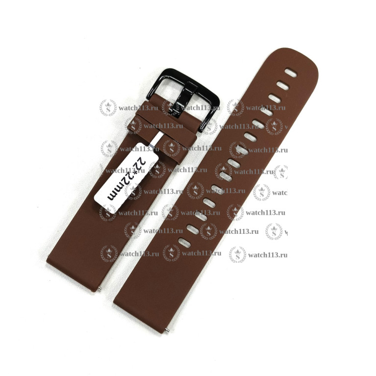 Силиконовый ремешок для часов 22мм коричневый