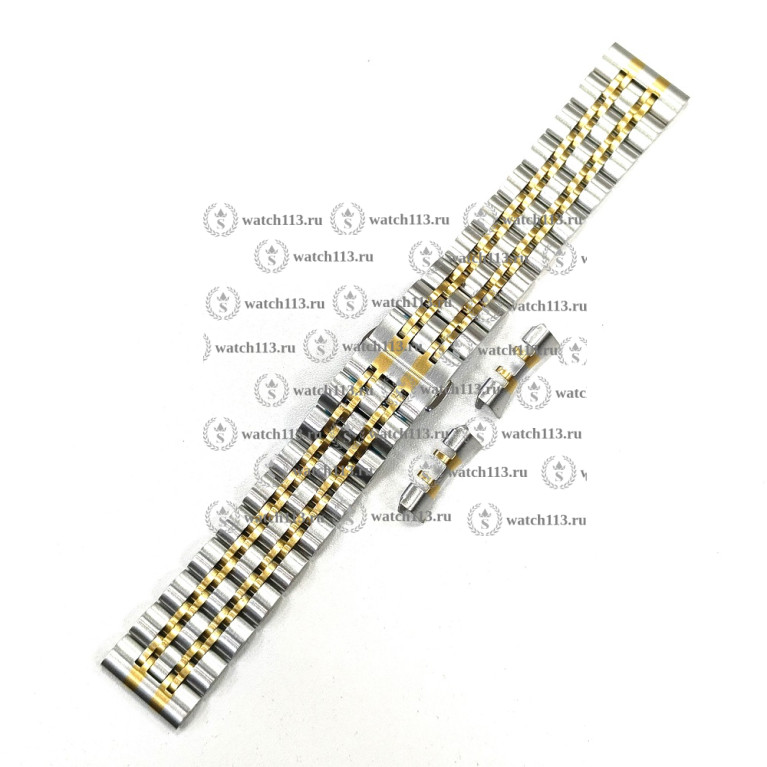 Стальной браслет для часов 22мм серебристый с золотом матовый TIS