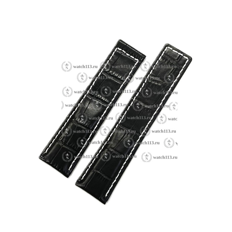 Кожаный ремешок для часов Breitling 22-20 черный аллигатор