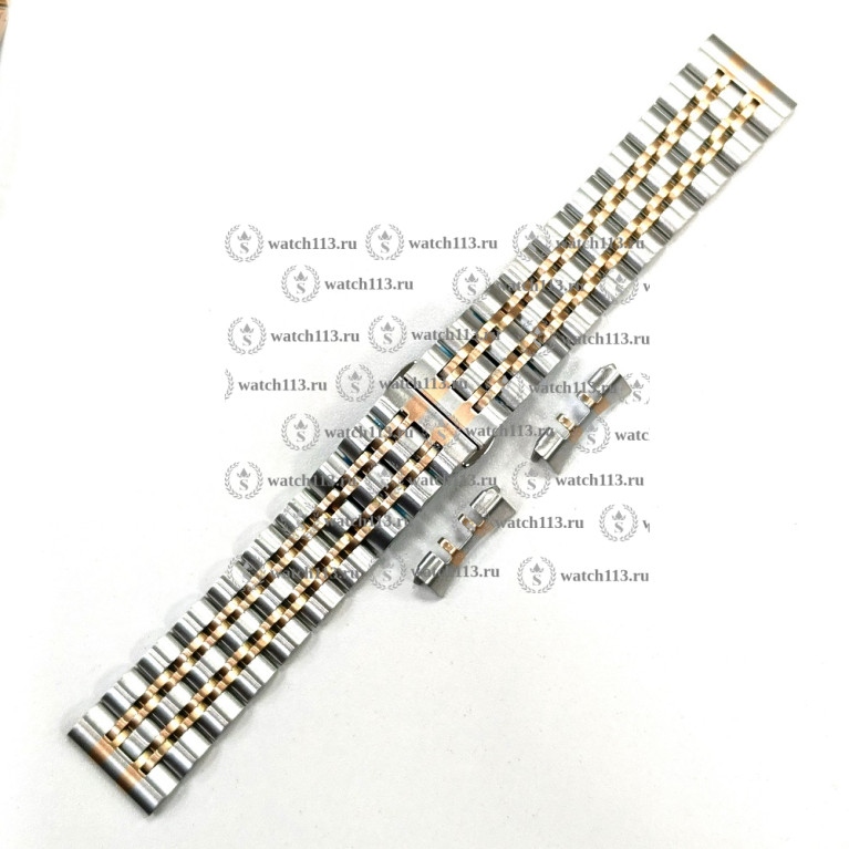 Стальной браслет для часов 20мм серебристый с розовым матовый TIS