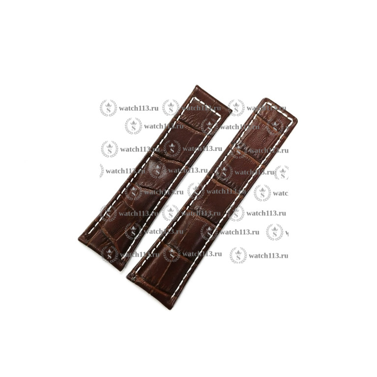 Кожаный ремешок для часов Breitling 24-20 коричневый аллигатор