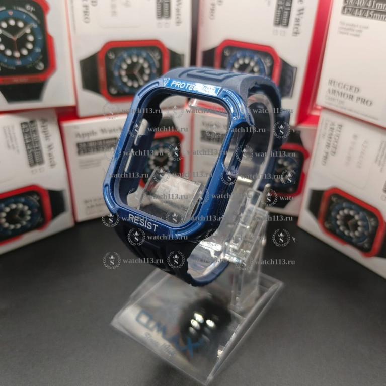 Защитный корпус с ремешком для Apple Watch 42/44/45 синий с синим