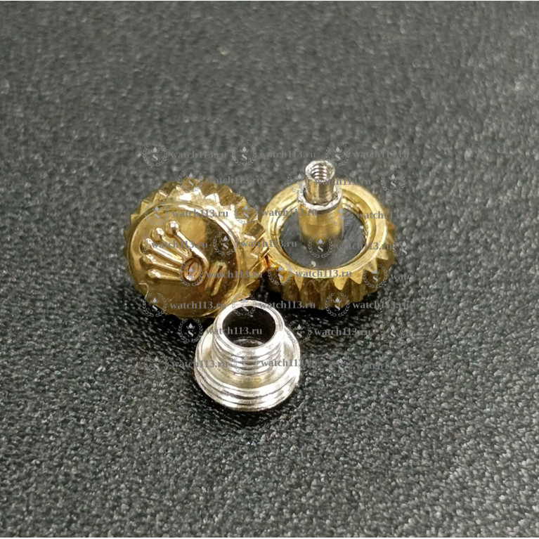 Головка для часов Rolex золотистая с резьбой, диаметр 6мм , резьба 3,9мм ( номер 12)