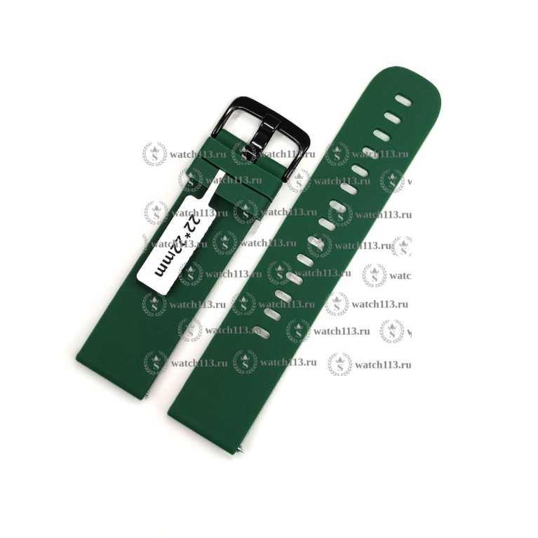 Силиконовый ремешок для часов 22мм темно-зеленый