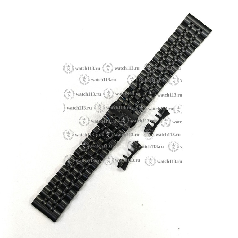 Стальной браслет для часов 22мм черный матовый TIS