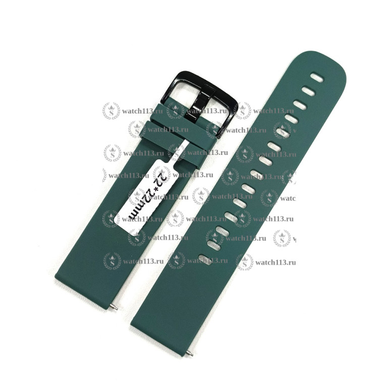 Силиконовый ремешок для часов 22мм серо-зеленый