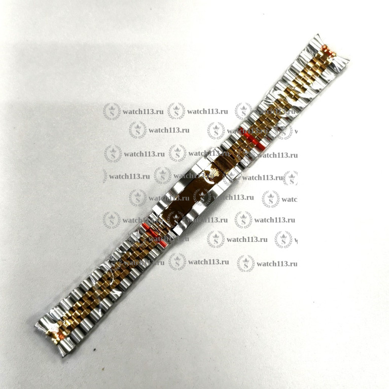 Браслет для часов Rolex 20мм юбилейный с премиум клипсой 20мм серебристый с золотым