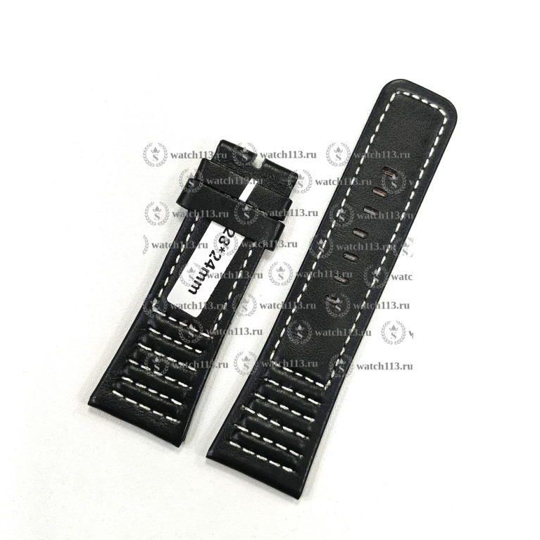 Кожаный ремешок для часов Sevenfriday 28мм черный с белой нитью