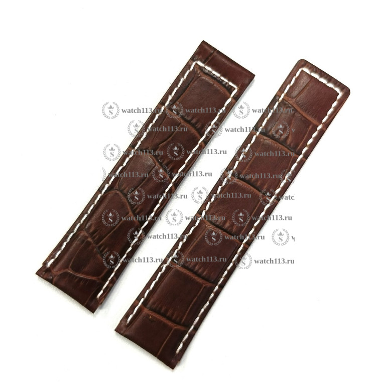 Кожаный ремешок для часов Breitling 22-20 коричневый аллигатор
