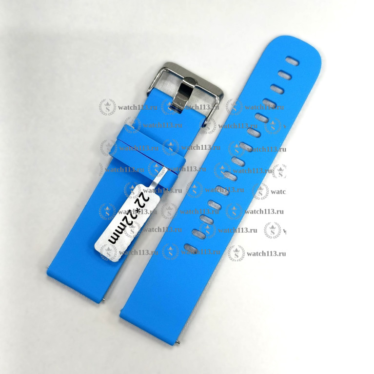 Силиконовый ремешок для часов 22мм голубой