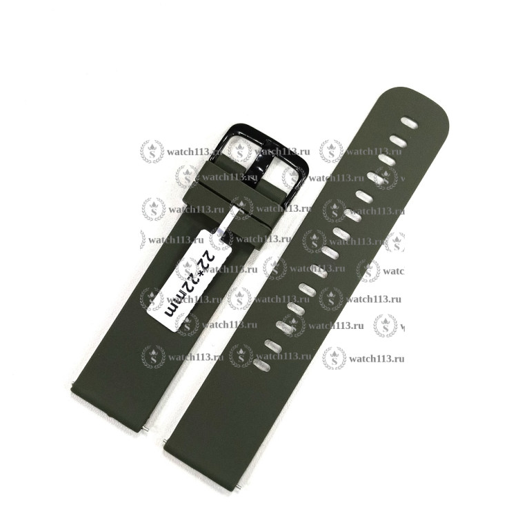 Силиконовый ремешок для часов 22мм темно-болотный