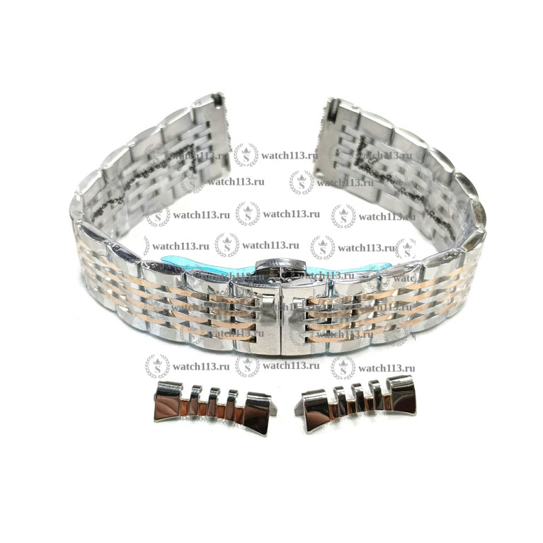 Стальной браслет для часов 20мм серебристый с розовым Lng6027