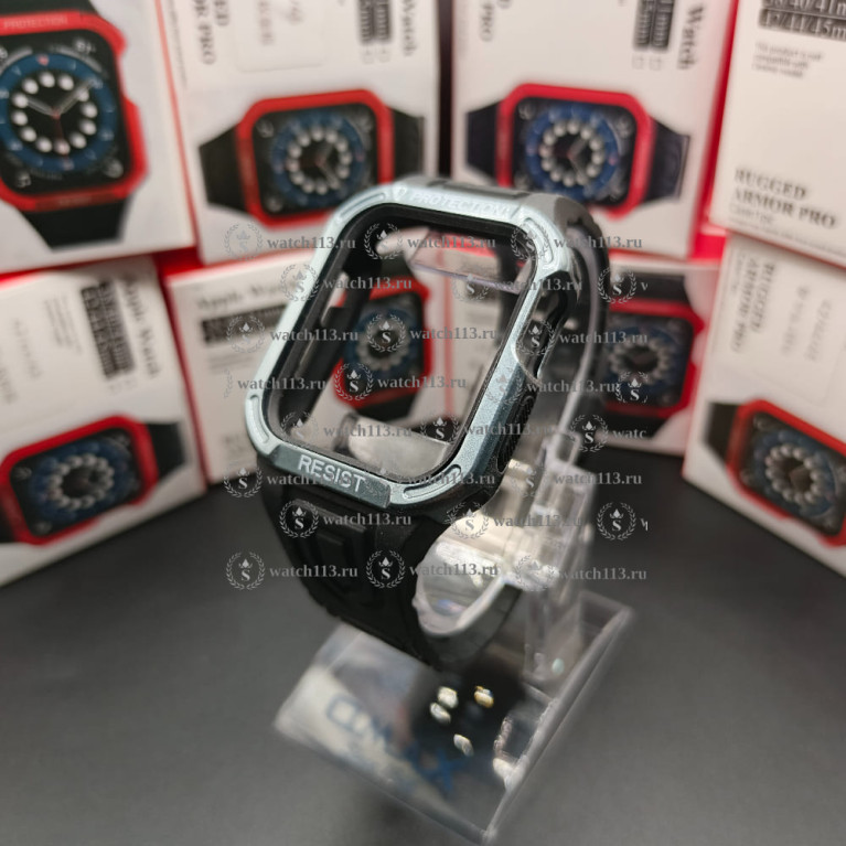 Защитный корпус с ремешком для Apple Watch 42/44/45 черный с серым