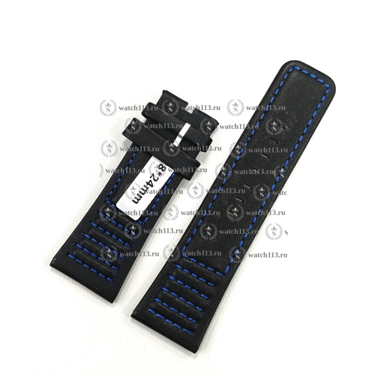 Кожаный ремешок для часов Sevenfriday 28мм черный синей нитью